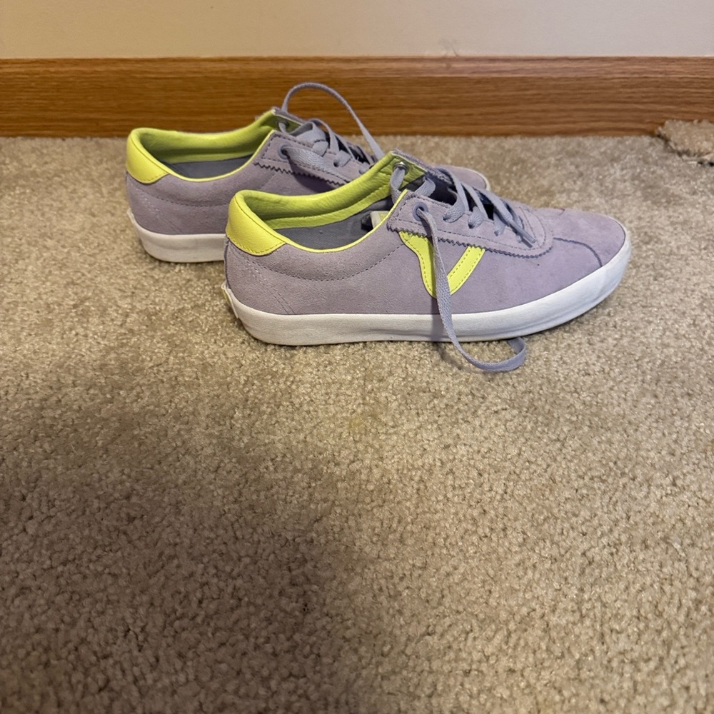 Vans Lavender and Lime Skater Sneakers